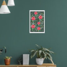 Vintage-Aquarell-Blumen-Blumenkunst rosa Pfingstro