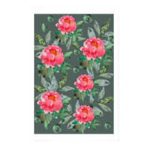 Vintage-Aquarell-Blumen-Blumenkunst rosa Pfingstro
