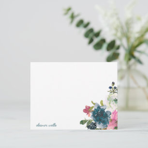 Vintage-Aquarell-Blumenpersonalstationery Mitteilungskarte