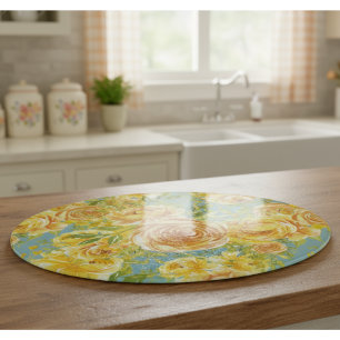 Vintage-Aquarell-Gelbrosenmuster Schneidebrett
