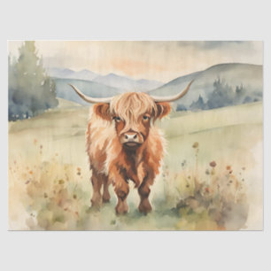 VIntage-Aquarell Highland-Kuh Seidenpapier