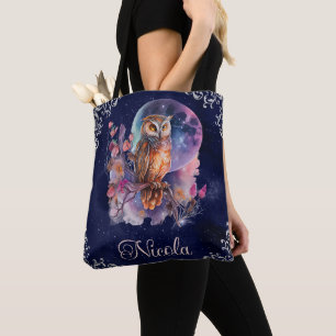 Vintage-Aquarell-Himmels-Fantasie-Eule Tasche