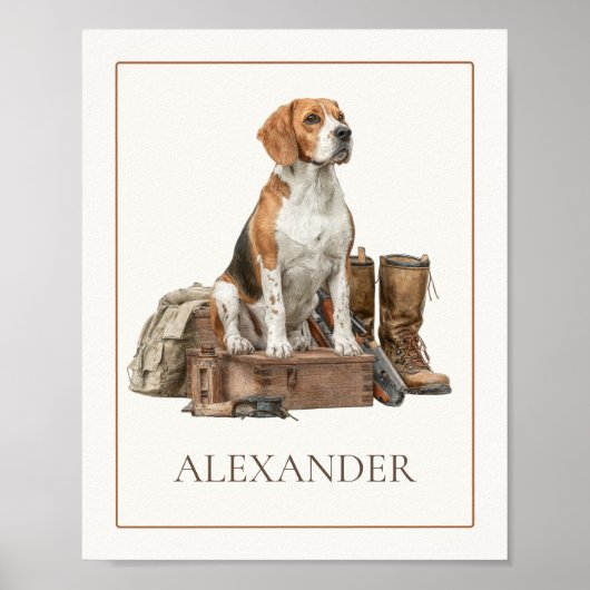 Vintage-Aquarell-Jagdhund Poster (Vorne)
