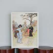 Vintage-Aquarell-Japanisches Märchen