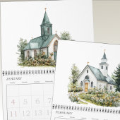 Vintage-Aquarell-Kirchen-Kalender Kalender