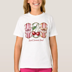 Vintage-Aquarell-Kirschen und Schleifen süß T-Shirt