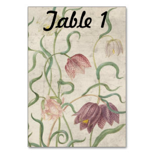Vintage-Aquarell-Lilien-Hochzeitsempfangstisch Tischnummer