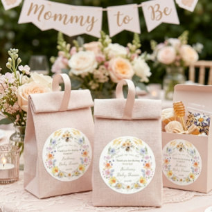 Vintage-Aquarell-Mommy-to-Bee-Baby-Shower Runder Aufkleber