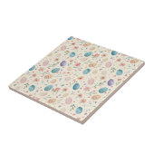 Vintage-Aquarell-Osterblumen-Blätter-Eier Fliese (Seite)