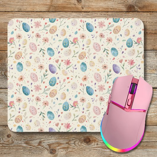 Vintage-Aquarell-Osterblumen-Blätter-Eier Mousepad