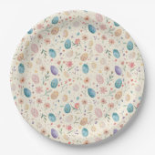 Vintage-Aquarell-Osterblumen-Blätter-Eier Pappteller (Vorderseite)