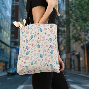 Vintage-Aquarell-Osterblumen-Blätter-Eier Tasche