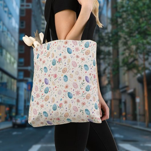 Vintage-Aquarell-Osterblumen-Blätter-Eier Tasche