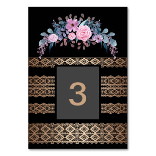 Vintage Aquarell-Platzkarte Tischnummer