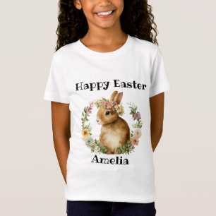 Vintage-Aquarell Retro-Osterhase Floral T-Shirt