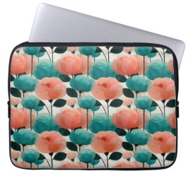 Vintage-Aquarell-Rosa- und Grün-Blumenmuster Laptopschutzhülle