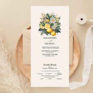 Vintage-Aquarell-Sommer-Zitrus-Hochzeit All In One Einladung