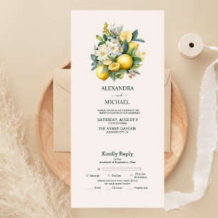 Vintage-Aquarell-Sommer-Zitrus-Hochzeit All In One Einladung