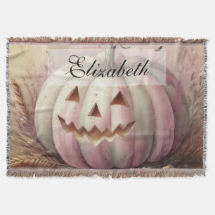 Vintage-Aquarell von Halloween-Kürbissen im Herbst Decke
