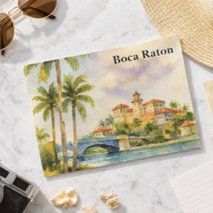 Vintage-Aquarell von malerischen Boca Raton FL Postkarte