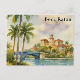 Vintage-Aquarell von malerischen Boca Raton FL Postkarte
