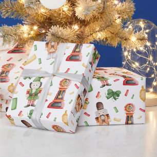 Vintage-Aquarell-Weihnachtsnussknacker Geschenkpapier