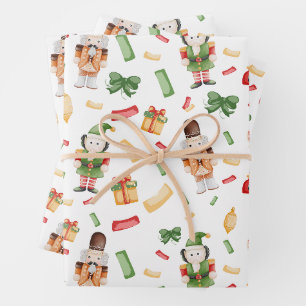 Vintage-Aquarell-Weihnachtsnussknacker  Geschenkpapier Set