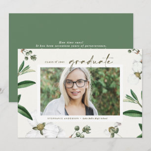 Vintage-Aquarell Weiße Blumen Foto-Abschluss Ankündigung