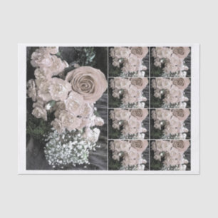 Vintage-Aquarell weiße Rosen Babys Atem Seidenpapier