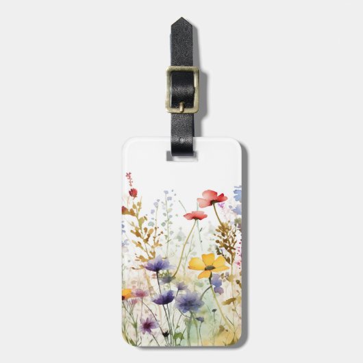 Vintage Aquarell-Wildblumen Gepäckanhänger (Vorderseite vertikal)