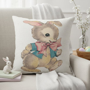 Vintage-Aquarell-Wildkaninchen-Hase  Kissen