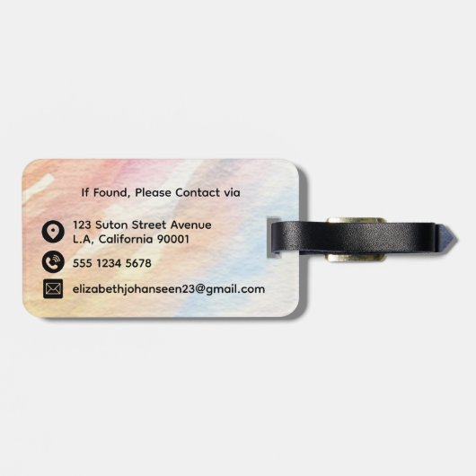 Vintage Aquarellbahn Paris Eiffelturm Stilvoll Gepäckanhänger (Rückseite horizontal)