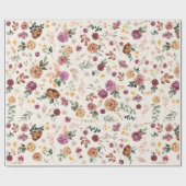 Vintage Aquarellbilder Blume Botanischer Garten Geschenkpapier (Flach)