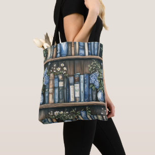 Vintage-Aquarellblaue Hortensien-Buchrücken Tasche