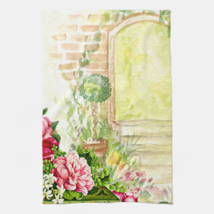 Vintage Aquarellblume Garten Küche Handtuch