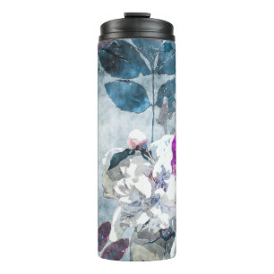 Vintage Aquarellblume Lilac Poppies Thermosbecher