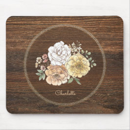 Vintage Aquarellblume mit Namen Mousepad