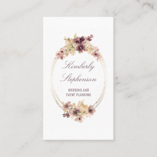 Vintage-Aquarellblumen Gold und Mauve Elegant Visitenkarte
