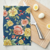 Vintage Aquarellblumen-Rose Hintergrund | Geschirrtuch (Viertel Falte)