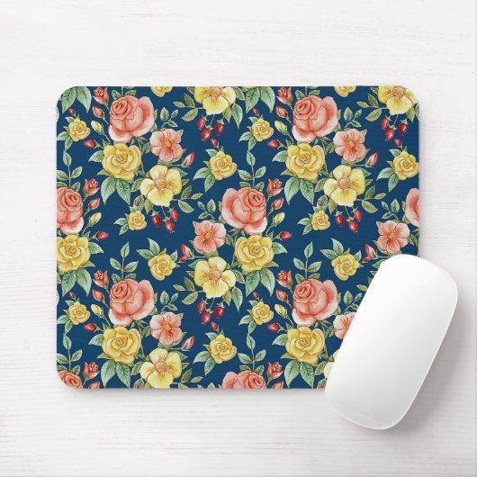 Vintage Aquarellblumen-Rose Hintergrund | Mousepad (Mit Mouse)