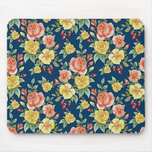 Vintage Aquarellblumen-Rose Hintergrund | Mousepad (Vorne)