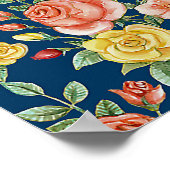 Vintage Aquarellblumen-Rose Hintergrund | Poster (Ecke)