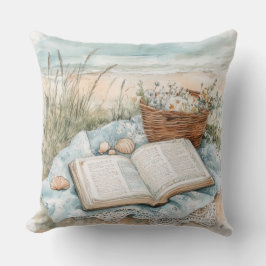 VINTAGE-AQUARELLBUCH & BLUMEN AM STRAND KISSEN