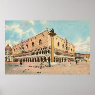 Vintage aquarelle Venice Doge's Palace Poster