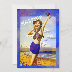 Vintage Aquarellfarbe Erwachsene Strand Party Einl Einladung