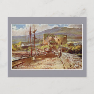 Vintage Aquarellfarbe König Johannes Schloss Carli Postkarte