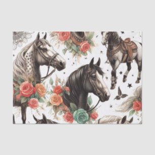 Vintage Aquarellfarbe Nahtlose Pferdemalerei Seidenpapier