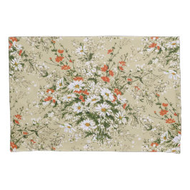 Vintage Aquarellfarbe Wildblume Daisy Bouquet Beig Kissenbezug
