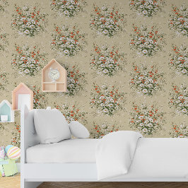 Vintage Aquarellfarbe Wildblume Daisy Bouquet Beig Tapete