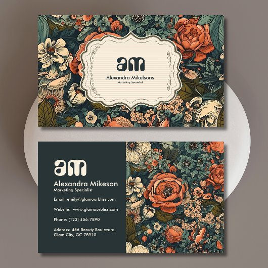 Vintage Aquarellfarben-Blume Beruflich Visitenkarte